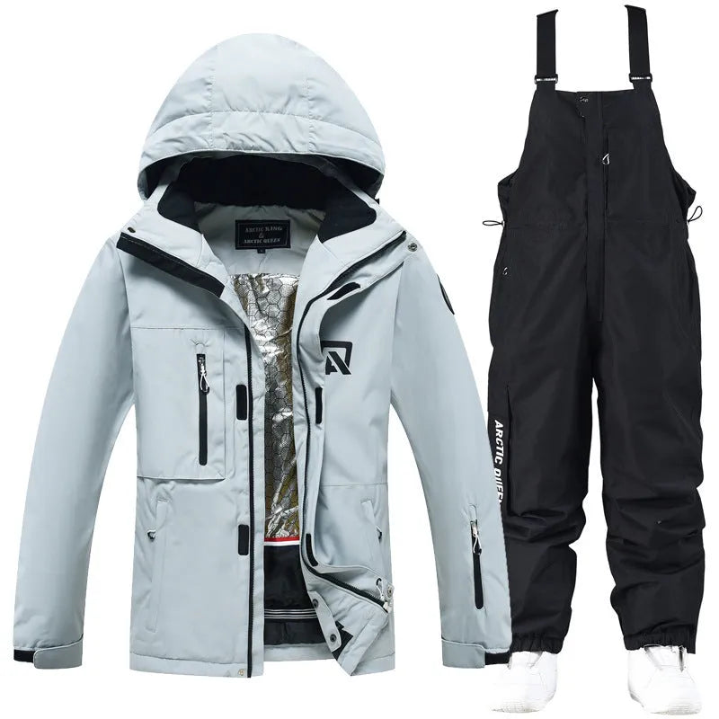 Unisex winter ski suit set with jacket and trousers for snow sports
