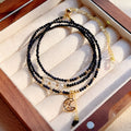 Blue sand stone three-ring multi-layer bracelet for women with gold tone components