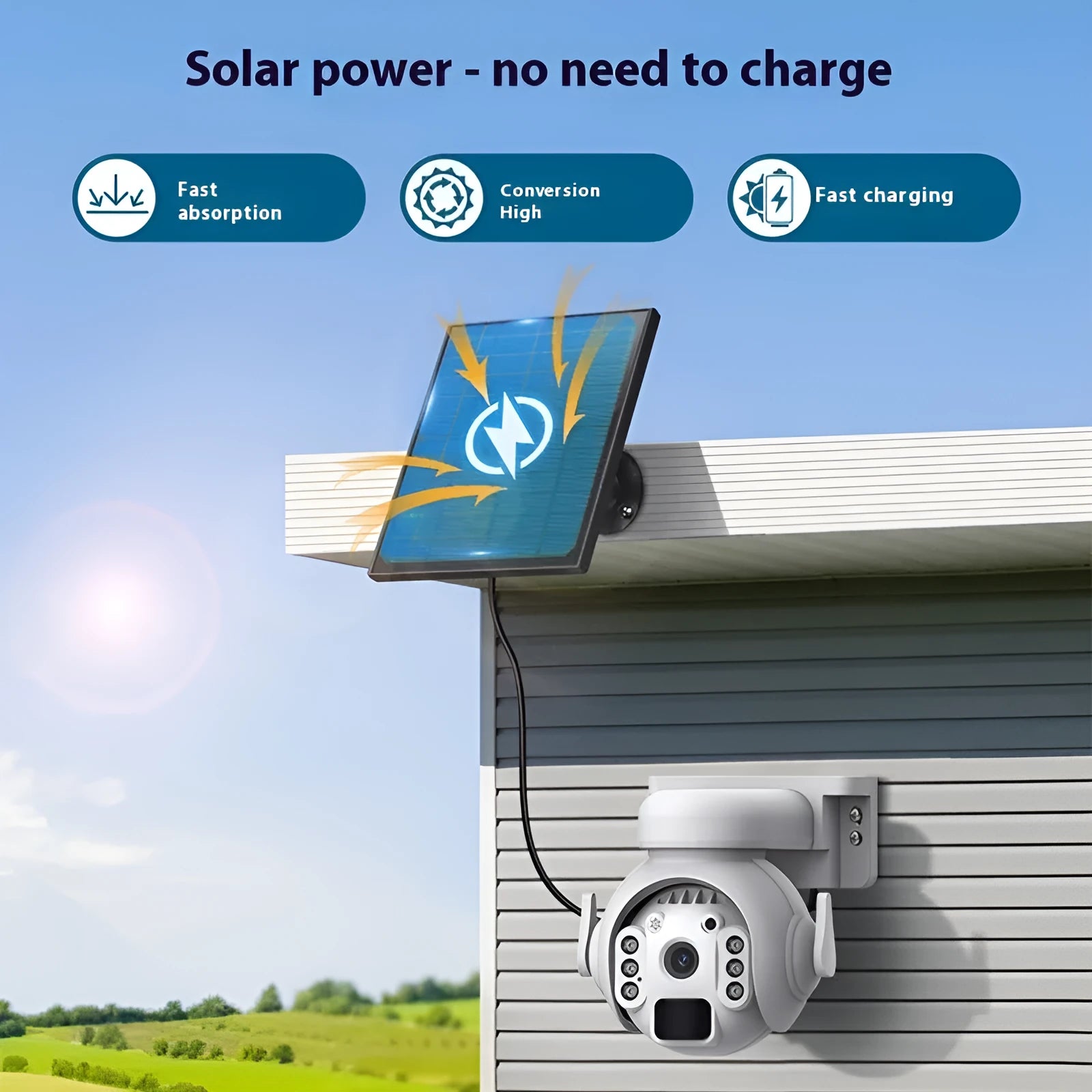 3 million pixel solar security camera with full-colour night vision in white, black or camouflage