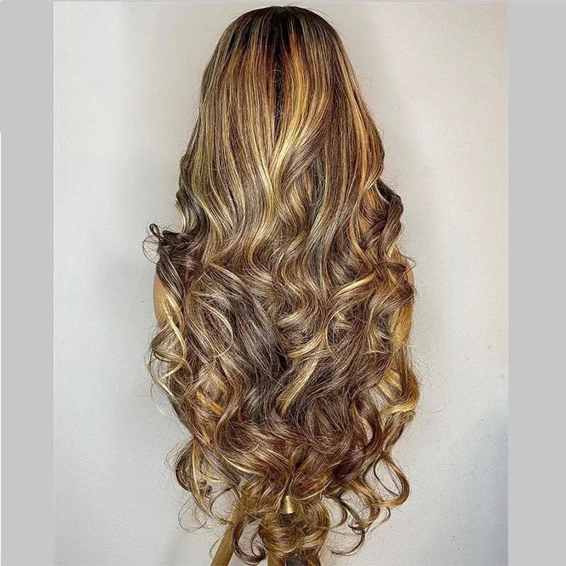 Front lace synthetic wig with long curly hair in gradient piano colour or black