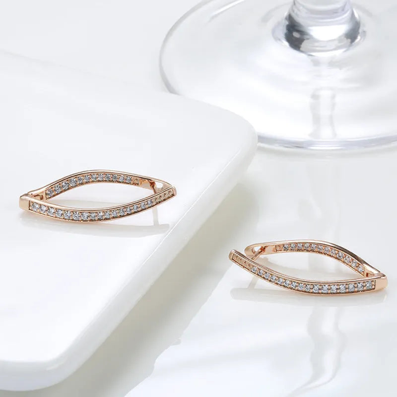 Geometric zircon eardrops earrings in H0493 colour with copper construction and ins style detailing