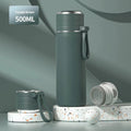 316 stainless steel food grade thermos cup with tea and water separation, 500ml capacity, beige colour