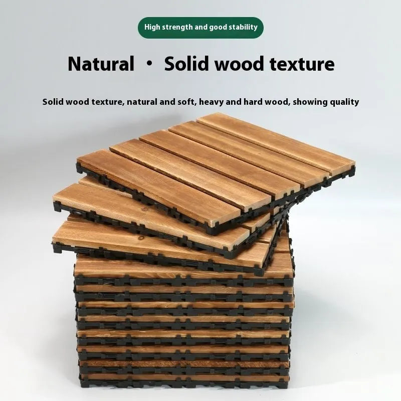 Square camphor pine flooring tile with wood grain, shown in 30x30 cm size.