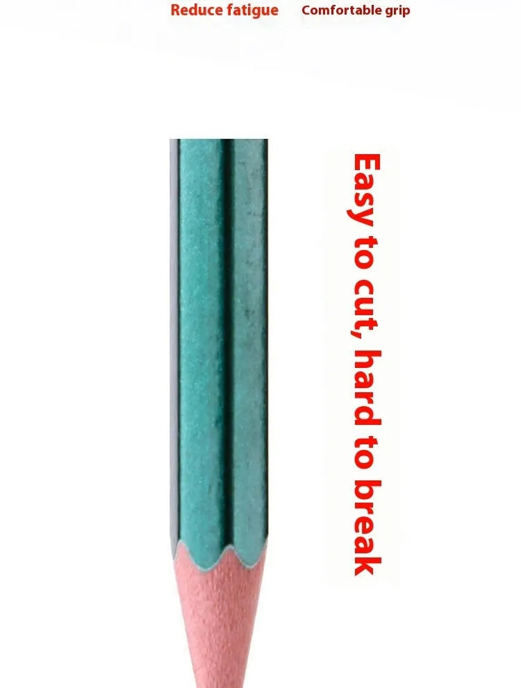Green rod wooden six-angle pencils with HB and 2B grades in box of 10