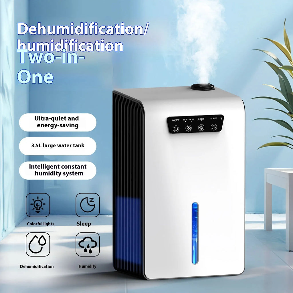 Milky white compact dehumidifier for bedroom use with quiet operation and 4 litre reservoir capacity