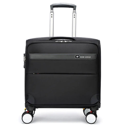 Black 18-inch Oxford cloth business luggage suitcase with universal wheels and retractable handle