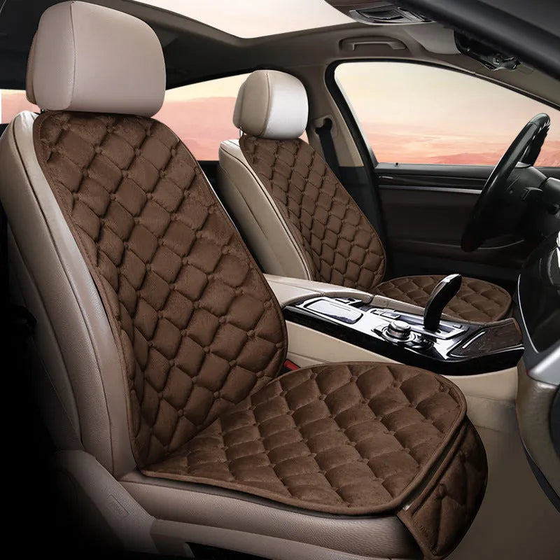 Ringer-style cotton plush car seat cushion in burgundy, black, coffee, grey, purple, or warm rice colour.