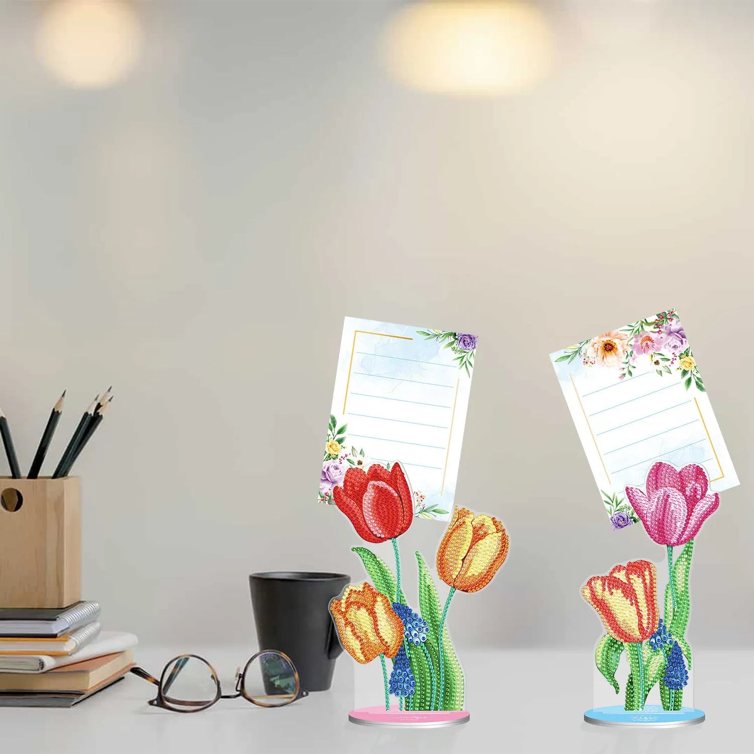 Handmade diamond painting decorative note clip kit with American style design for desktop display