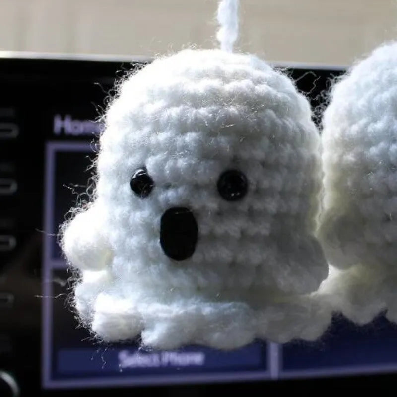 Hand-woven polyester car hanging ornament in cartoon design hanging from rear-view mirror