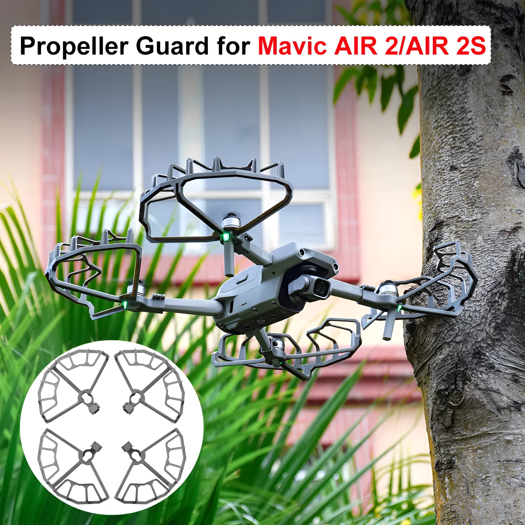Grey ABS plastic propeller protection ring for DJI Mavic Air 2 and Air 2S drones