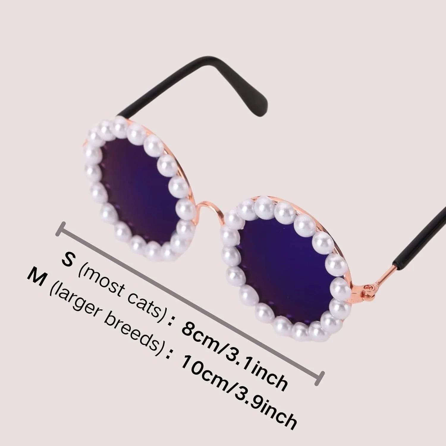 Pearl-decorated round sunglasses for cats and dogs in multiple colours and two sizes