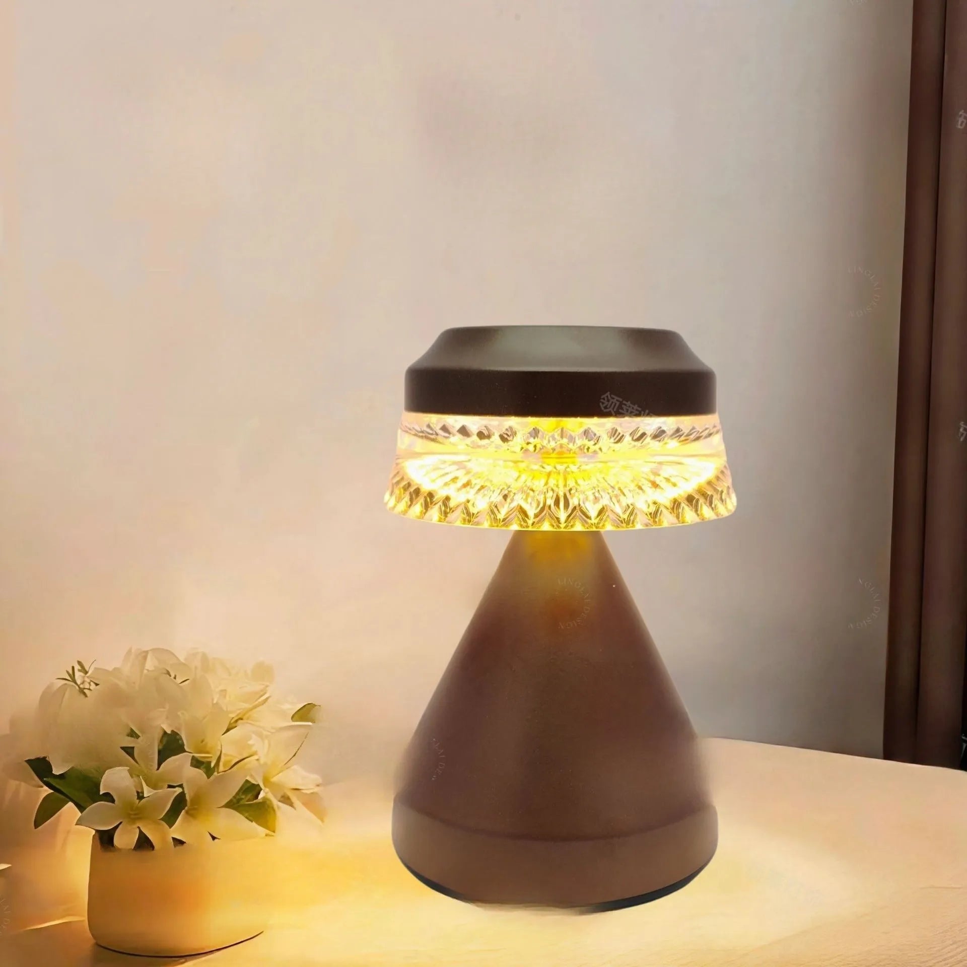 Creative LED charging night light in black, brown, or orange with USB cable and three-colour dimming