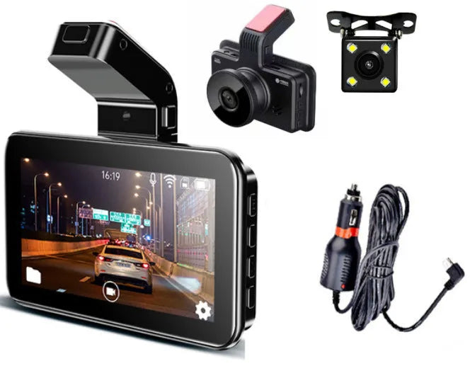 3-inch car DVR dash cam with dual lens system for front and rear recording