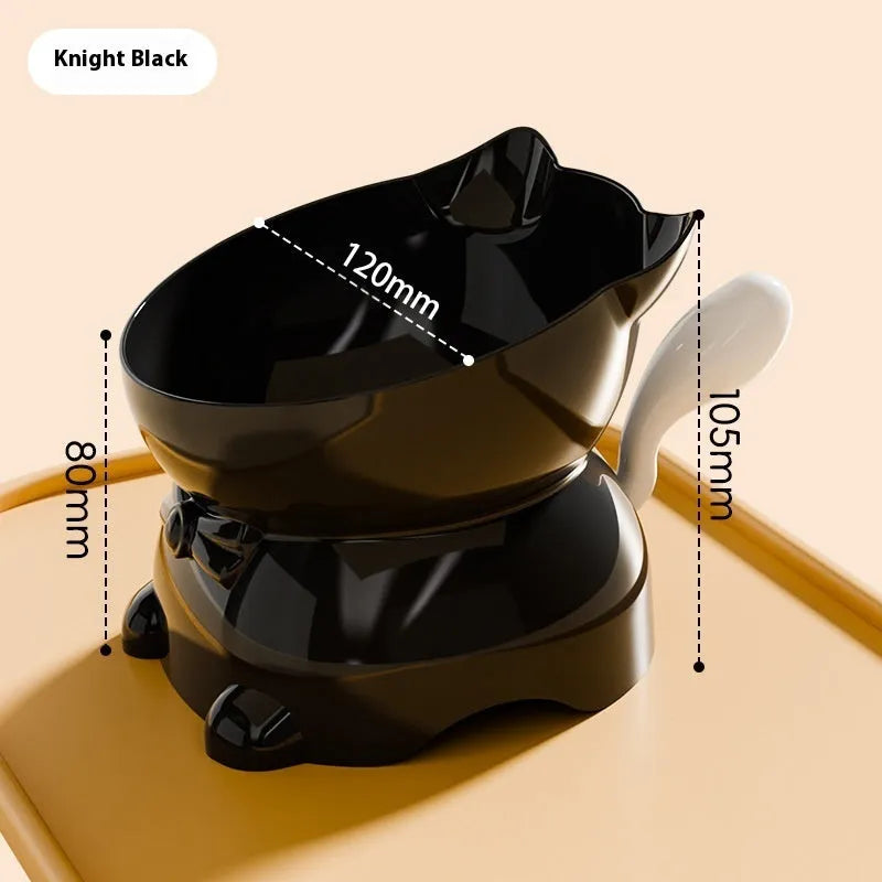Stainless steel oblique anti-fall cat bowl in four colour options