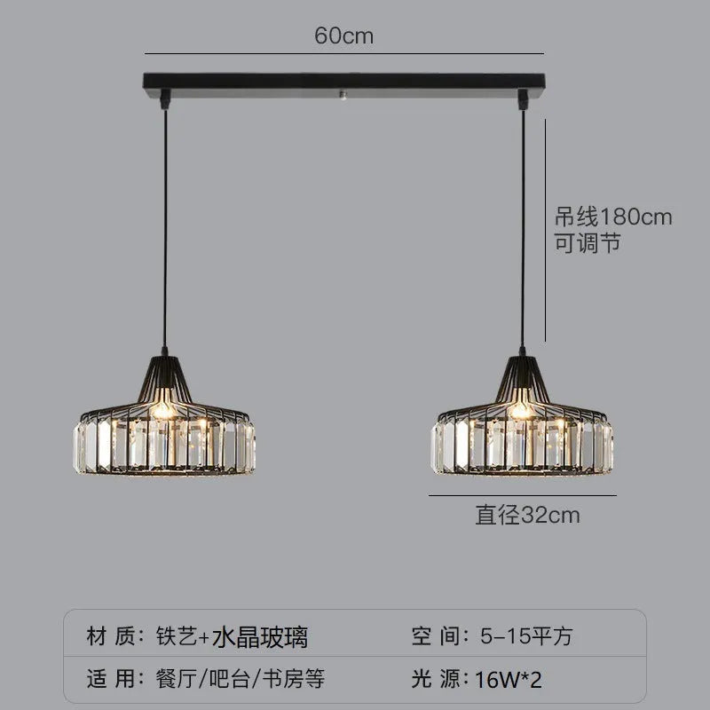 Modern crystal chandelier ceiling lamp in black or gold with LED lighting