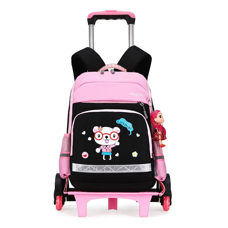 Korean detachable trolley bag for elementary students, Oxford cloth, black, 42cm x 16cm x 32cm