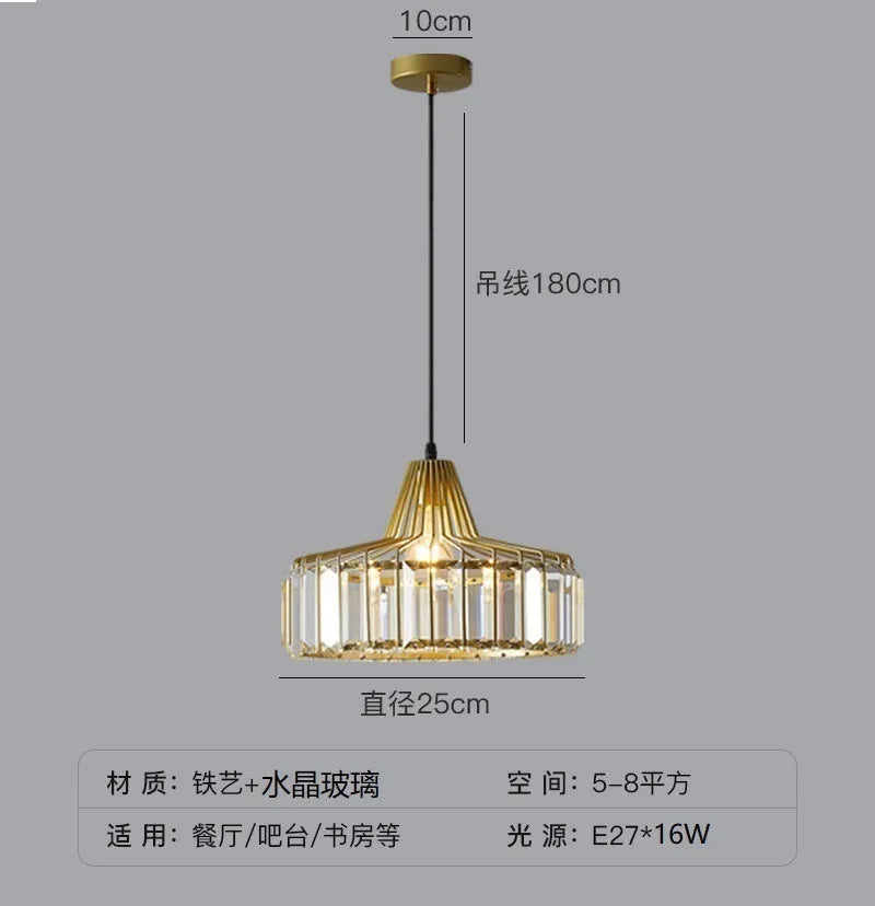 Modern crystal chandelier ceiling lamp in black or gold with LED lighting