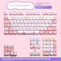 Sweet Cotton Candy colour PBT keycap set for mechanical keyboards showing 112-key and 120-key options