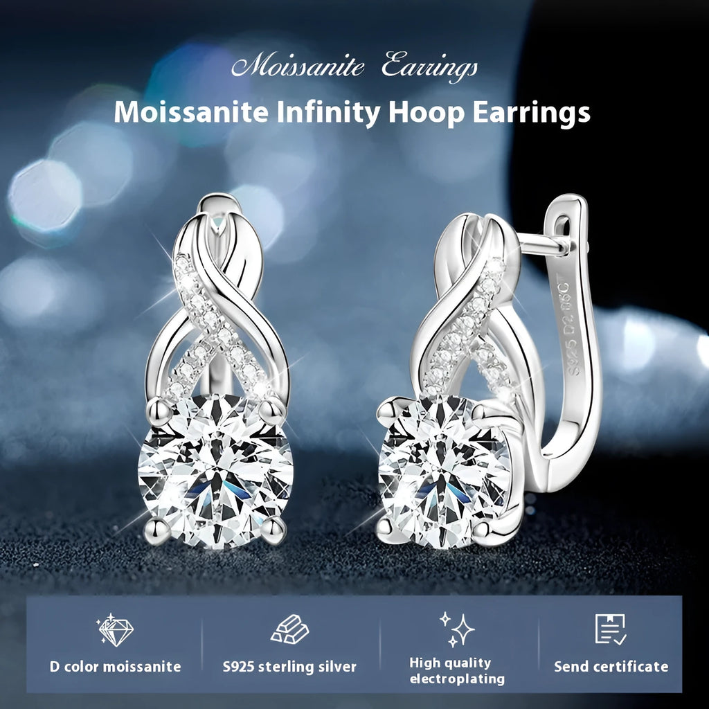 Light luxury moissanite twist drop earrings in 925 silver, gold or platinum finish