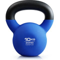 Blue cast iron dumbbell with teapot shape design, 10kg weight for home gym.