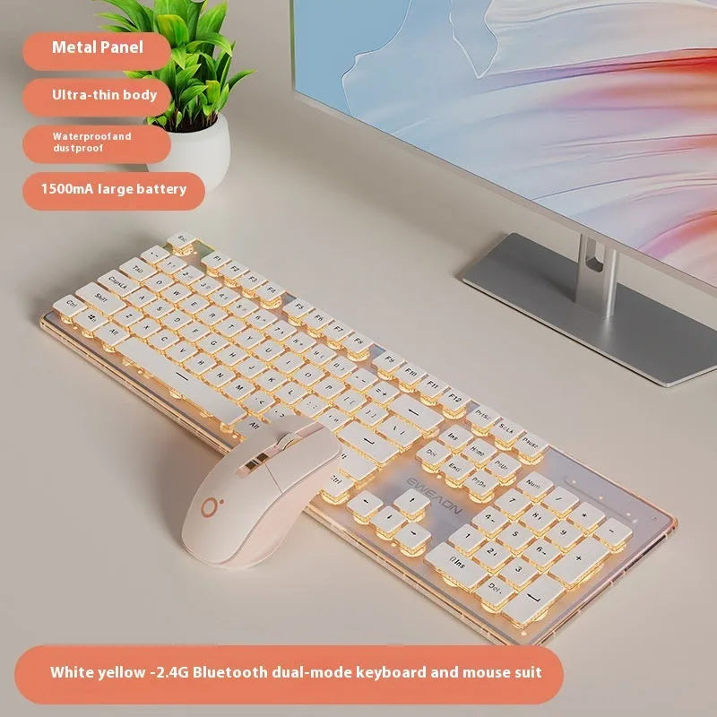 Prewalker V3 wired keyboard and mouse suit in retro green colour on desktop
