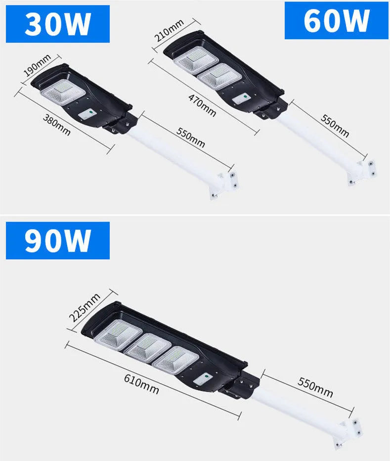 Integrated solar street light with 60W LED panel for outdoor garden and pathway illumination