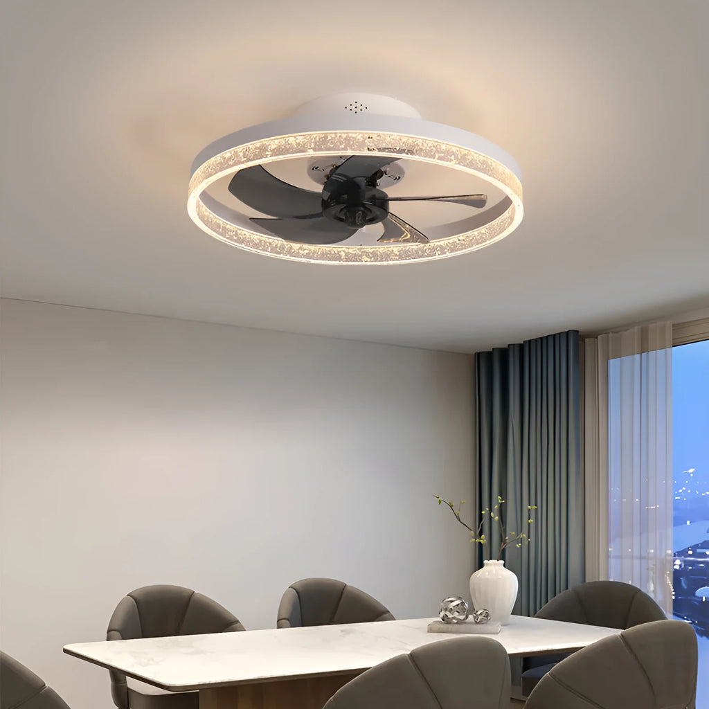Nordic style ceiling fan lamp with remote control in coffee gold colour, 50cm diameter with LED lights