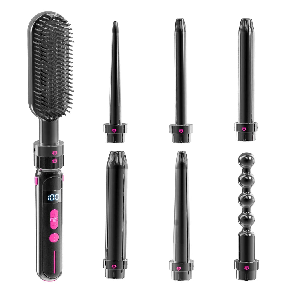 Black ceramic curly hair sticks dual-purpose styler with 30 temperature settings and PTC fast heating