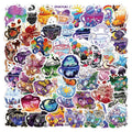 Colourful tea cup graffiti design waterproof stickers 50 piece pack for luggage and scooter personalisation