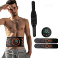 EMS massage belt with abdominal stickers, rechargeable host, and timing function for lazy muscle strengthening