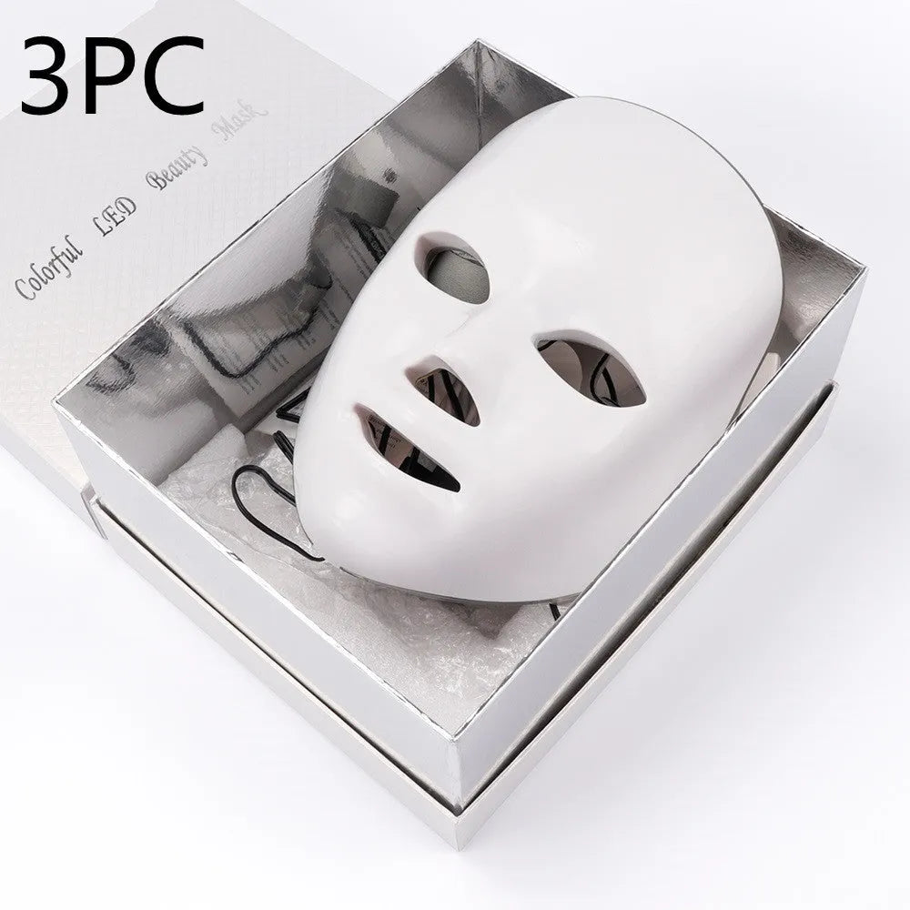 Seven colour LED photon rejuvenation skin mask with 330 lights and ABS construction on a white background