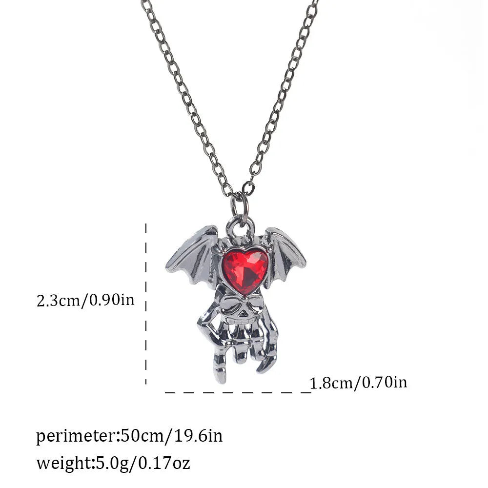 Dark Halloween necklace with spider bat pendant in zinc alloy with electroplated finish