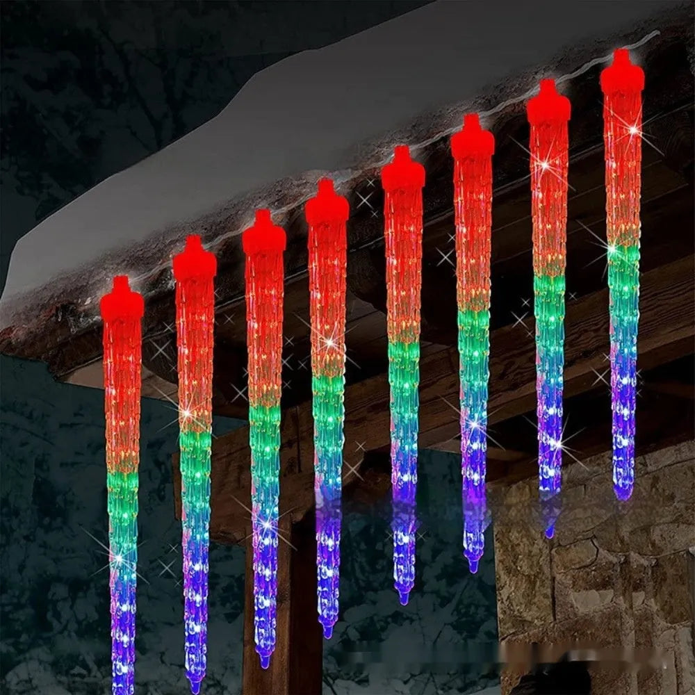 Solar LED ice cone shaped meteor shower Christmas lights with remote control
