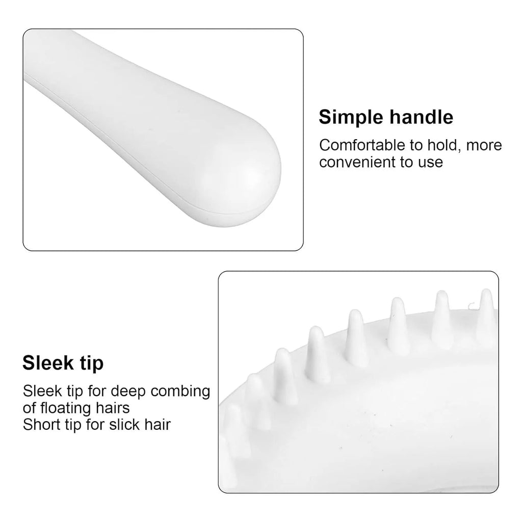 Blue and white double-sided pet grooming brush with deshedding comb and massage bristles