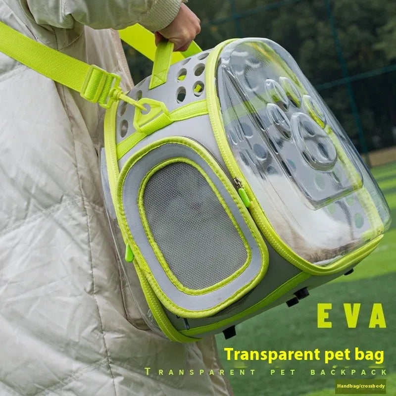 Transparent space capsule backpack for cats with EVA hard shell in large size 42cm