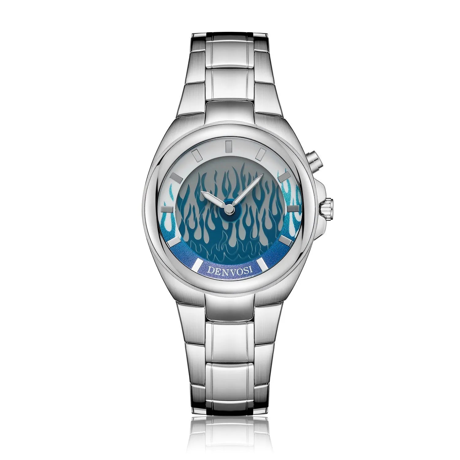 Y2K digital dual display watch with 40mm red face dial and stainless steel buckle on alloy strap