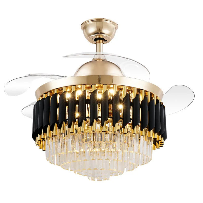 Crystal chandelier ceiling fan light with remote control in 42 or 48 inch size