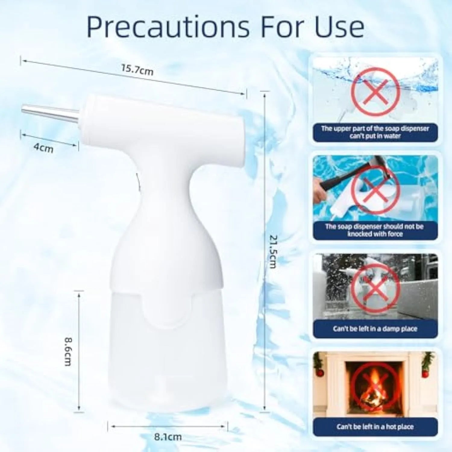 White electric foam soap dispenser with rechargeable battery for pet baths and household cleaning