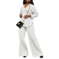 Women's brown suede velvet two-piece suit with split sleeves and matching trousers in Japanese casual style