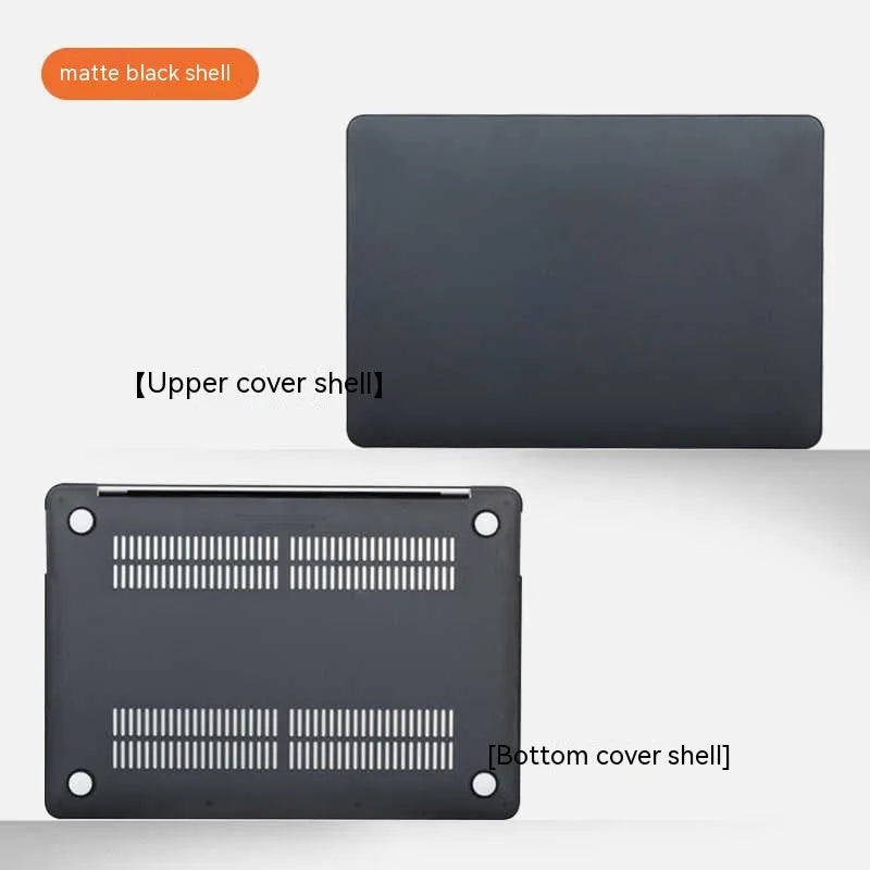 MacBook laptop hard protective case in frosted black finish on a MacBook Pro.
