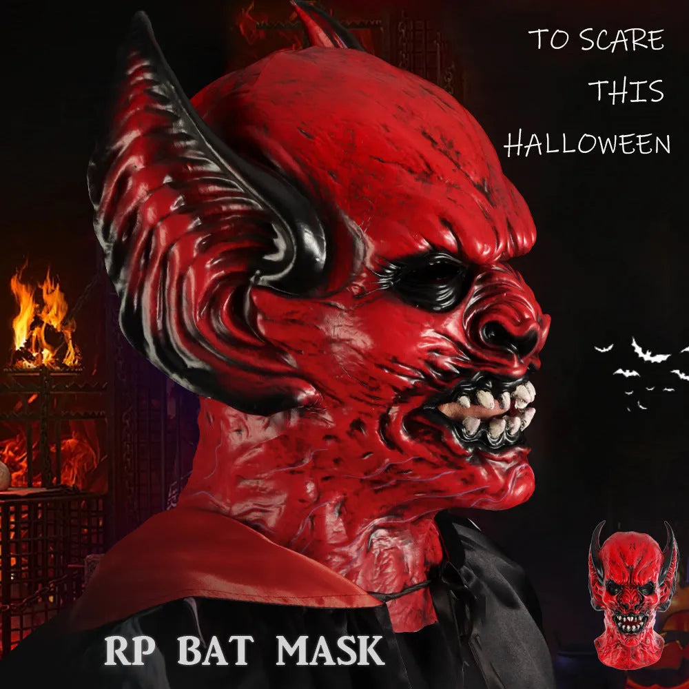 Red bat head cover horror mask made from RP foam for Halloween costume events