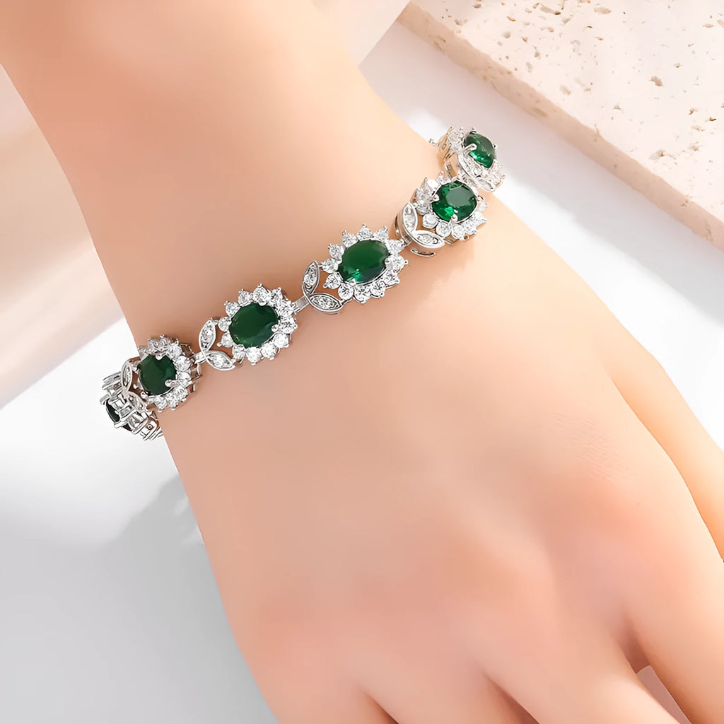 Women's zircon bracelet with electroplated finish in environmentally friendly alloy showing colour options