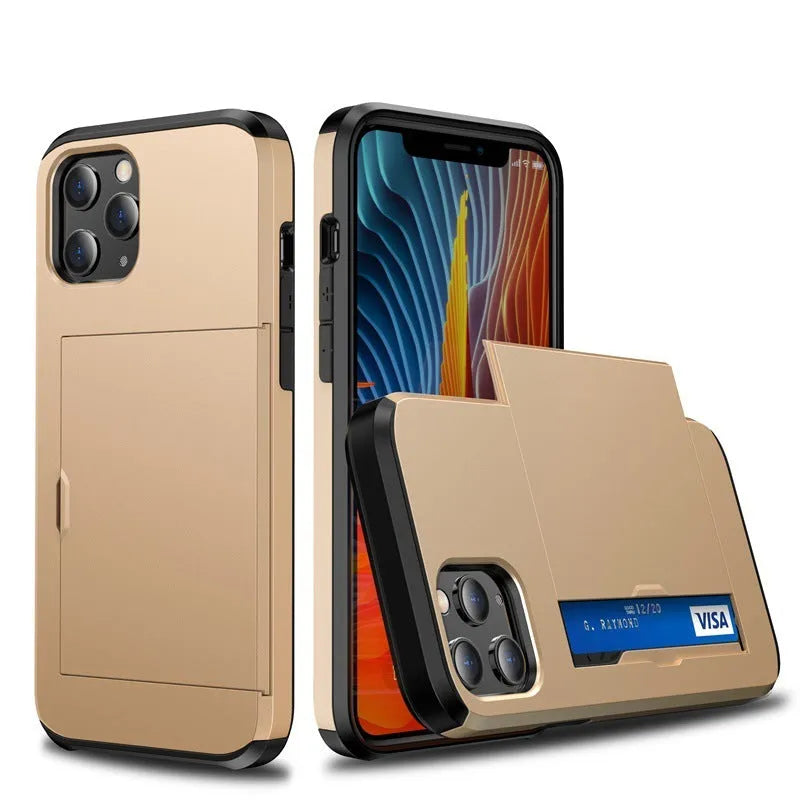 iPhone mobile phone case with sliding card cover in multiple colour options