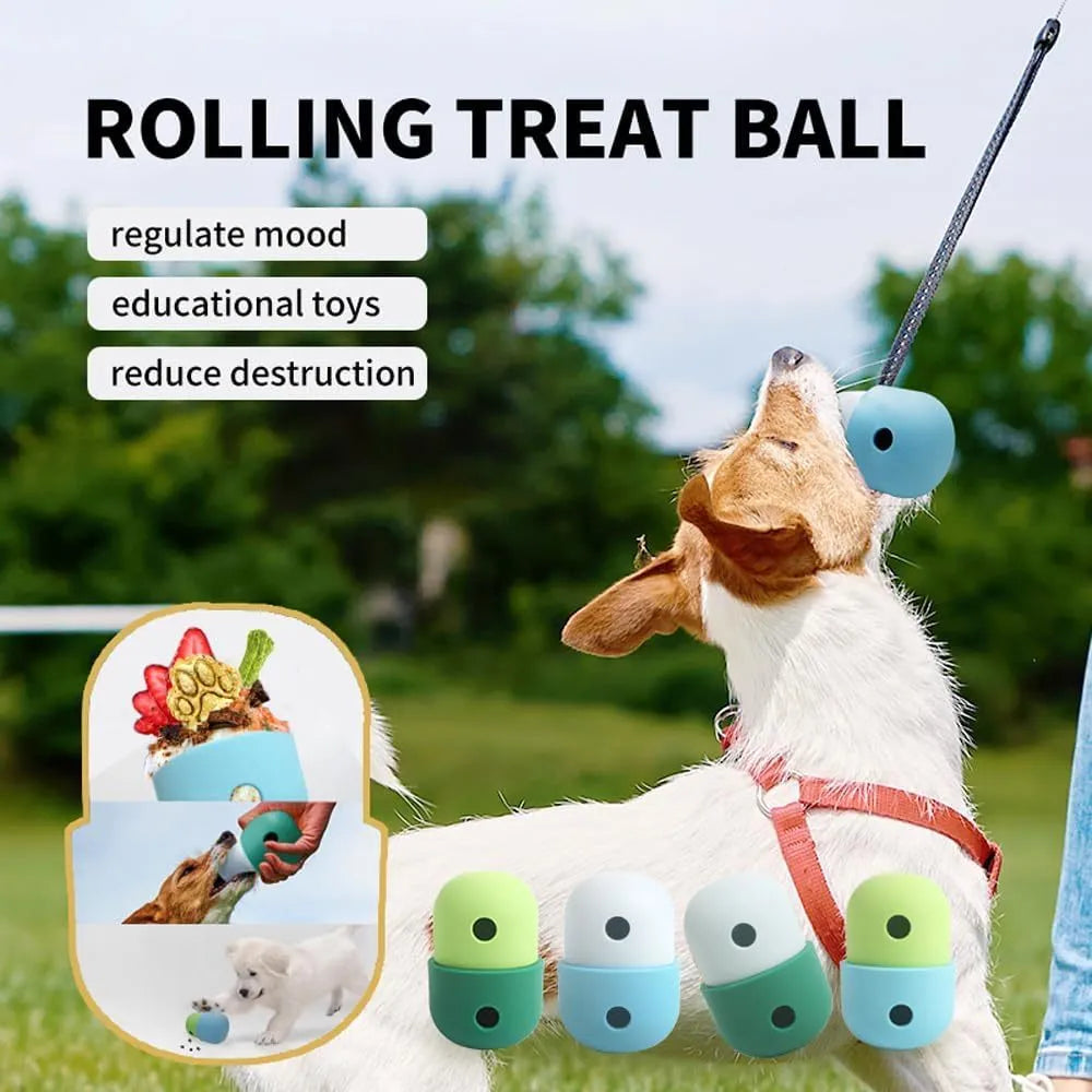 Food grade silicone dog puzzle toy with treat dispensing function in white and blue colour option
