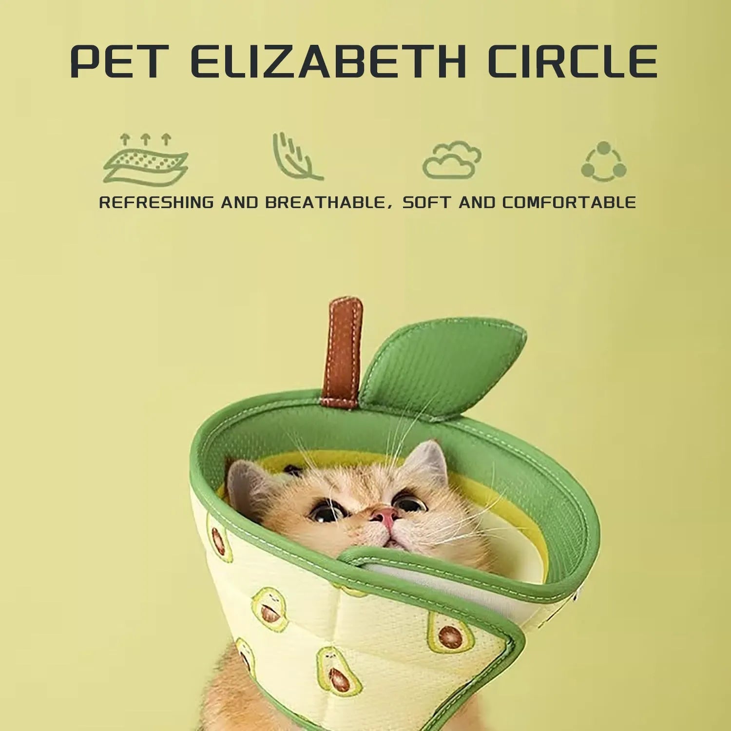 Soft adjustable cat cone collar for post-surgery recovery with folding edges