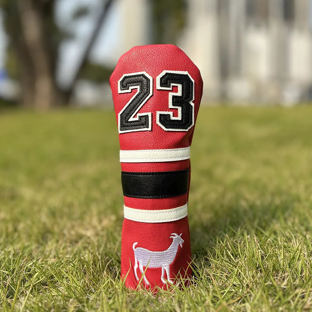 A single PU golf club sleeve in a choice of black, white, red, or yellow colours, designed to protect an iron or putter head.
