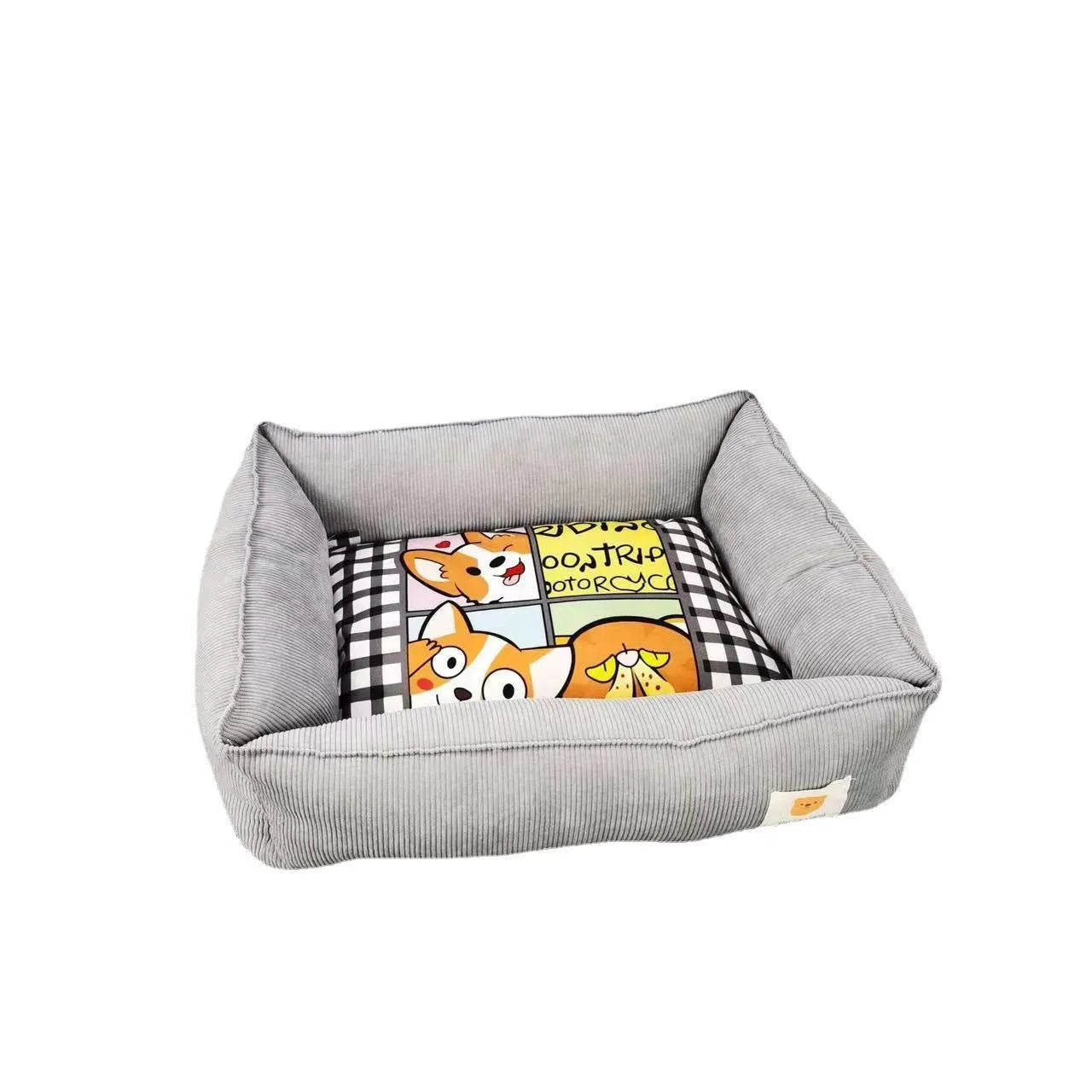 Soft fabric pet winter bed for dogs and cats in light blue colour, showing plush velvet texture.
