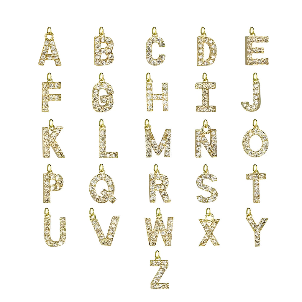 Light luxury copper letter pendant necklace with micro zircon inlay on O-ring chain