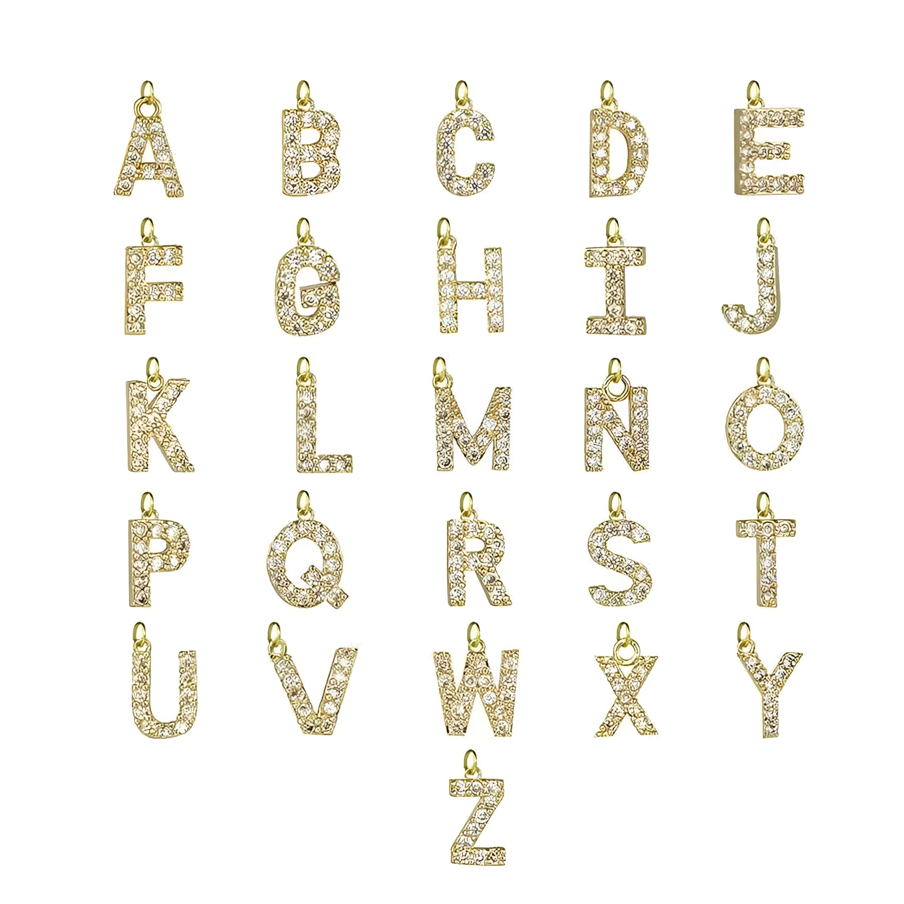 Light luxury copper letter pendant necklace with micro zircon inlay on O-ring chain