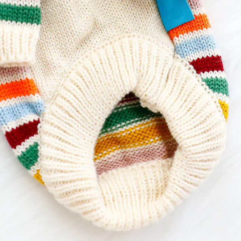 Cute wool dog sweater for small and medium pets, casual knit pullover in neutral colour
